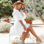 White Mini Dress Holiday Beach Wear image 4
