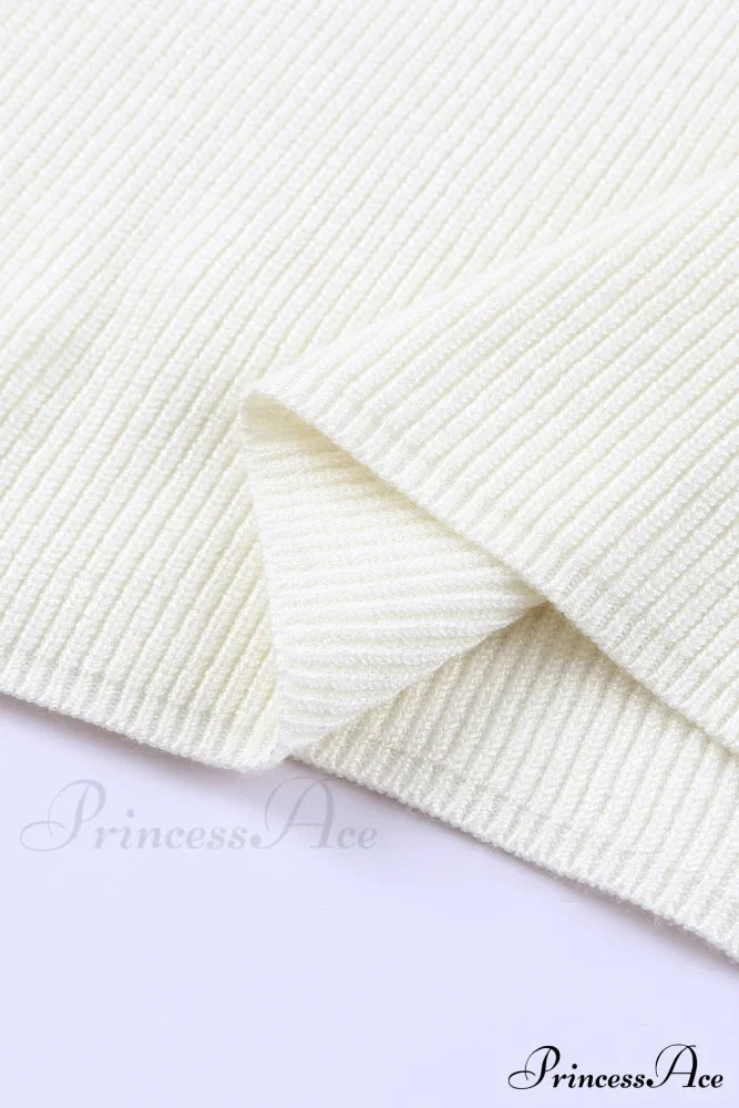 White Neck Knit Ribbed Halter Tank Cross Criss Top image 7
