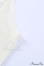 White Neck Knit Ribbed Halter Tank Cross Criss Top image 8
