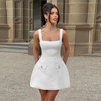 White Pearl Backless Party Dress image 7