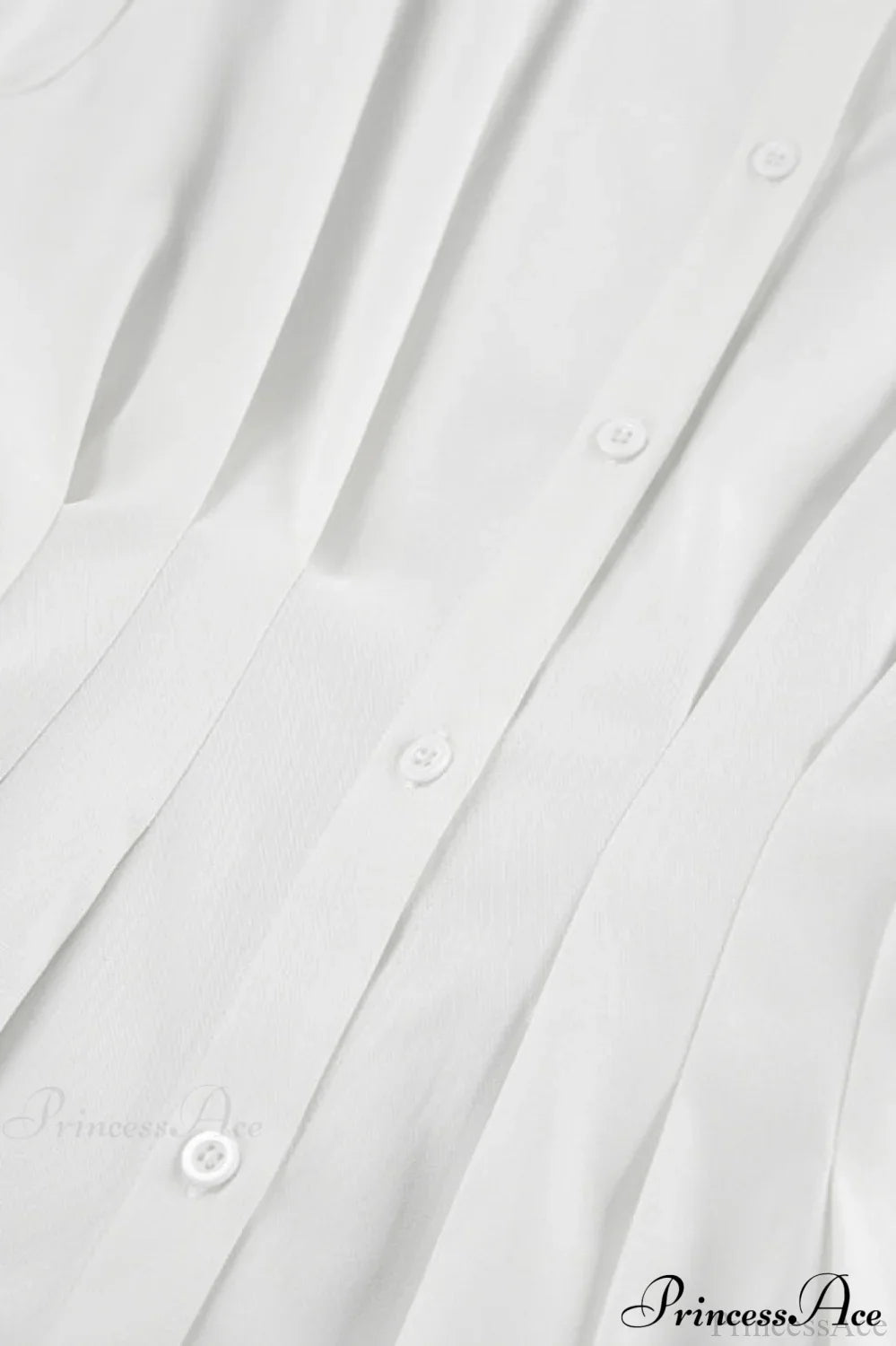 White Pleated Waist Slim Blouse image 5