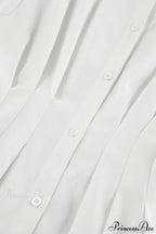 White Pleated Waist Slim Blouse image 5
