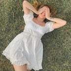 White Puff Sleeve Mini Dress image 4