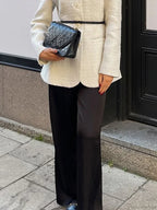 White Round Neck Single Breasted Coat image 6
