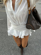 White Ruffled Mini Dress image 2