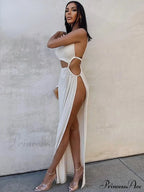 White Shoulder Parties - Women for Split Gown One for Gown and Full-Length Warm-Season Elegant Long Beachwear image 2
