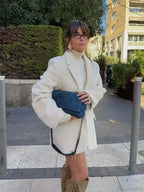 White Single Breasted Woolen Coat image 1