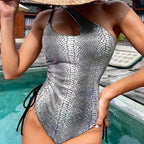 White Snake Print Pleate One Piece image 5