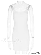 White Spaghetti Strap Sleeveless A-Line Mini Dress image 6