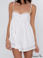 White Spliced Embroidery Lace Bra Corset Mini Dress image 2