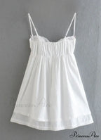 White Spliced Embroidery Lace Bra Corset Mini Dress image 4
