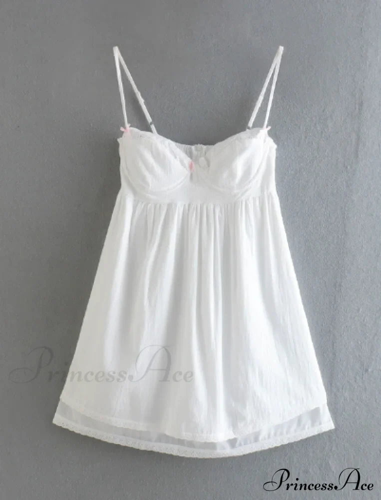 White Spliced Embroidery Lace Bra Corset Mini Dress image 3