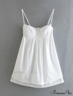 White Spliced Embroidery Lace Bra Corset Mini Dress image 3
