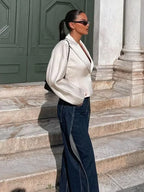 White V-neck Blazer Short Coat image 4