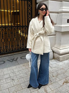 White Woolen Blends Short Coat image 6