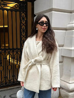 White Woolen Blends Short Coat image 1