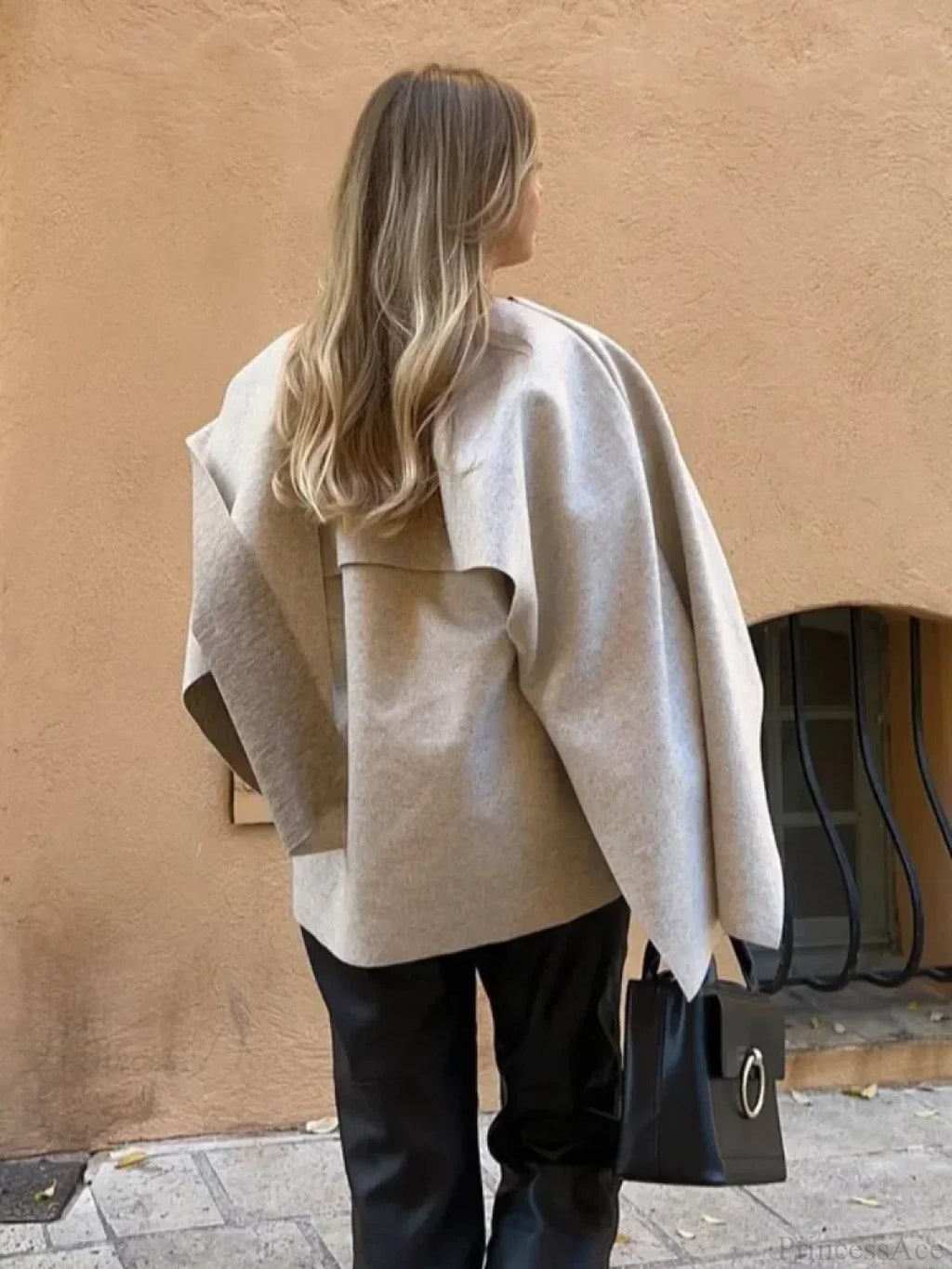 White Woolen Coat with Scarf Collar image 2