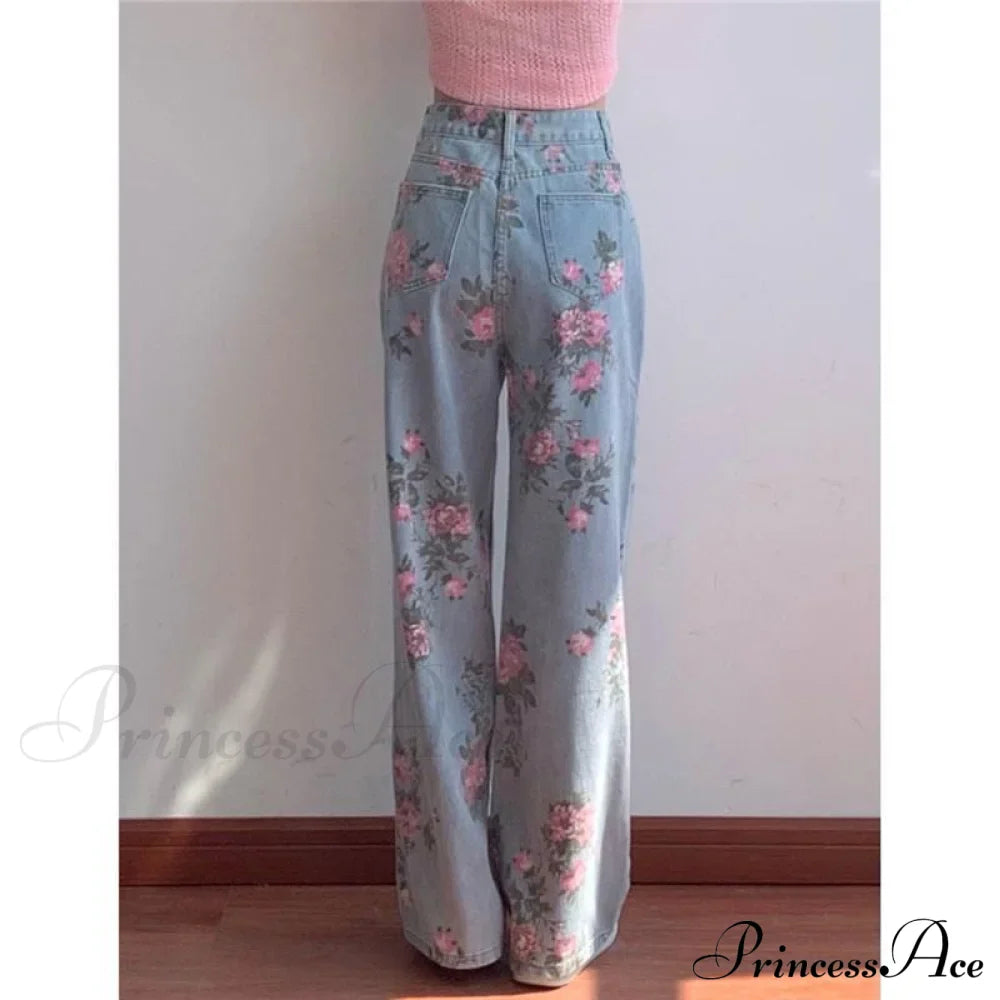 Wide High Waist Flowered Leg Jeans image 2