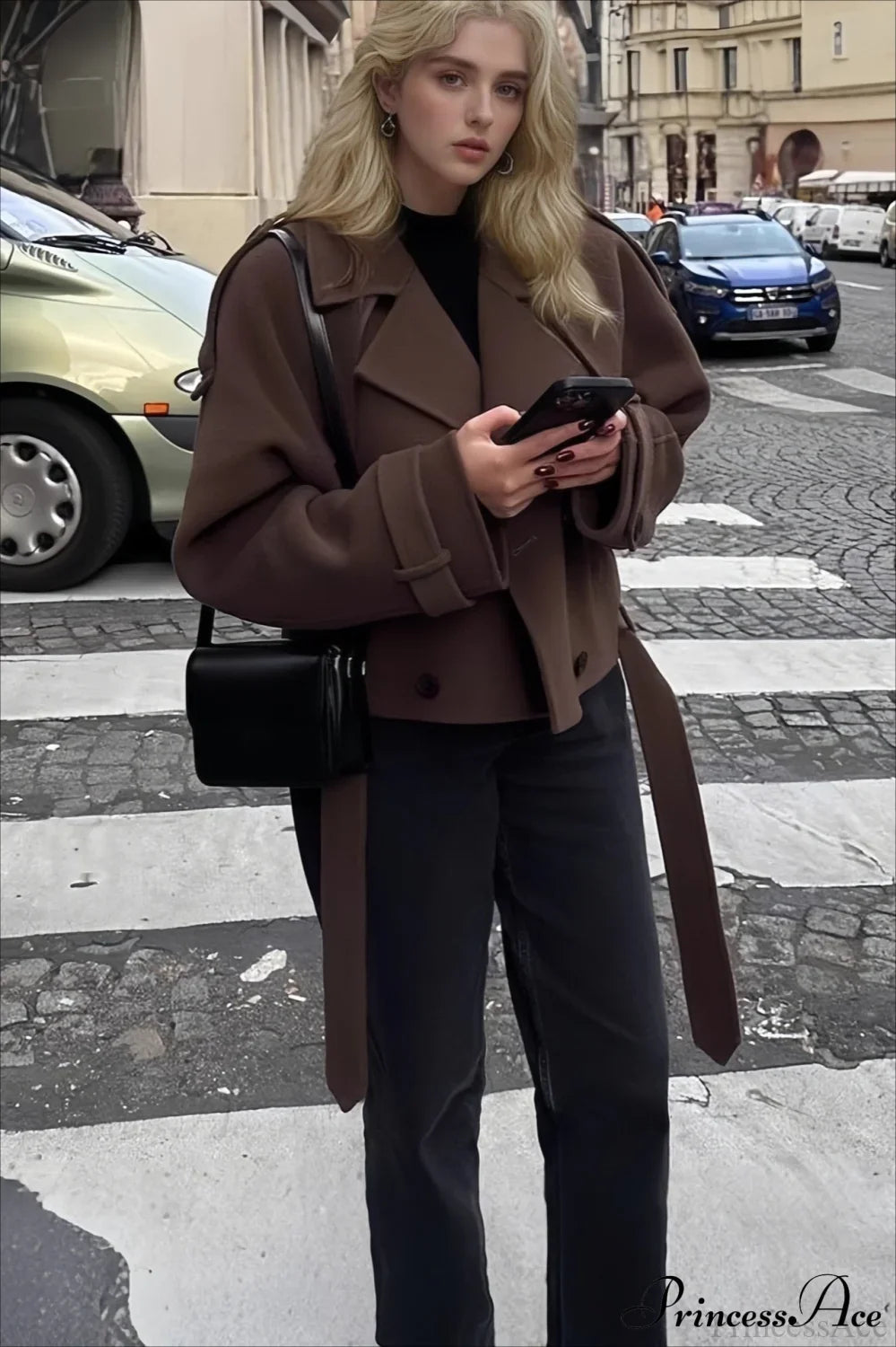 Wide Lapel Wool Blend Coat image 3