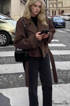Wide Lapel Wool Blend Coat image 3