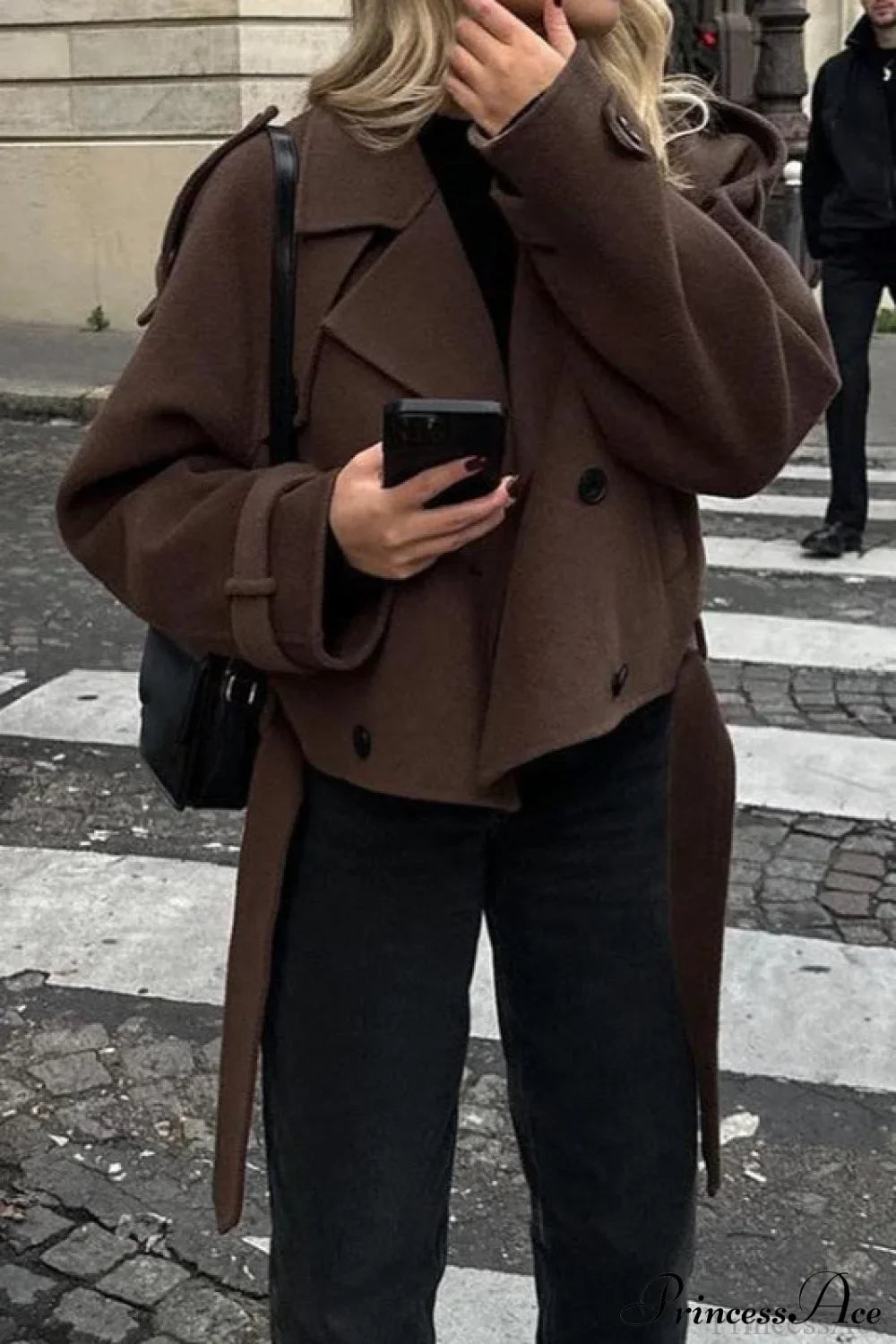 Wide Lapel Wool Blend Coat image 2