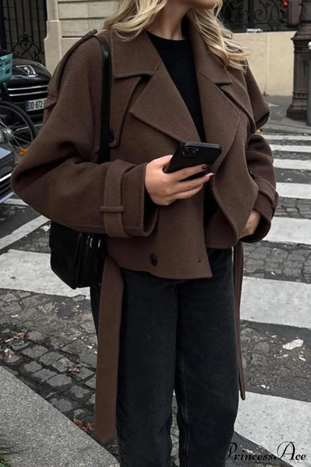 Wide Lapel Wool Blend Coat image 1