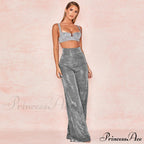 Wide Leg High Waist Vintage Bright Silk Casual Pants image 1