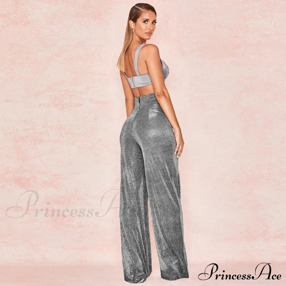 Wide Leg High Waist Vintage Bright Silk Casual Pants image 2