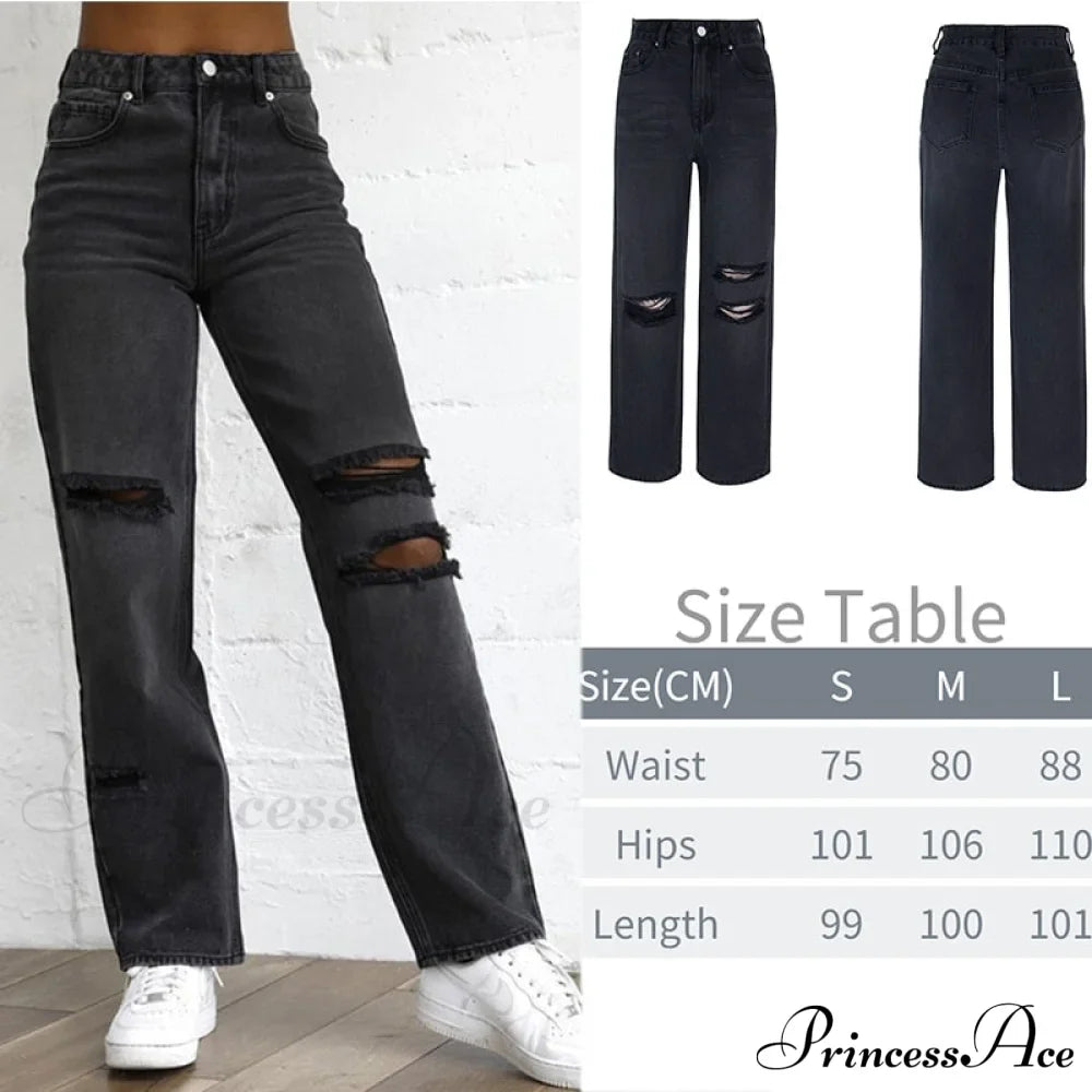 Wide Leg Oversize Y2K Patterned Baggy Winter Cargo Casual Jeans Low Autumn Waist Women's Trousers image 9