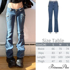 Wide Leg Oversize Y2K Patterned Baggy Winter Cargo Casual Jeans Low Autumn Waist Women's Trousers image 8