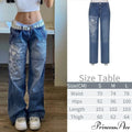 Wide Leg Oversize Y2K Patterned Baggy Winter Cargo Casual Jeans Low Autumn Waist Women's Trousers image 3