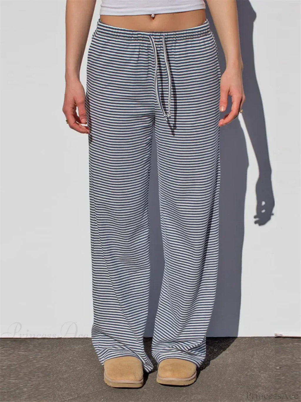 Wide-Leg Striped Drawstring Elastic Casual Sweatpant image 1