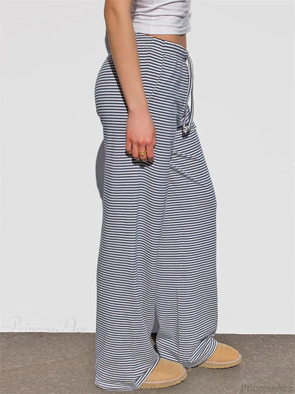 Wide-Leg Striped Drawstring Elastic Casual Sweatpant image 2