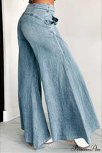 Wide Leg Washed Denim Elegant Simple Jeans image 4