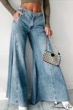 Wide Leg Washed Denim Elegant Simple Jeans image 3