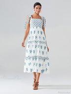 Wide Straps Flowy Floral Bohemian Beach Frill Trim Square Neck A-Line Dress image 7