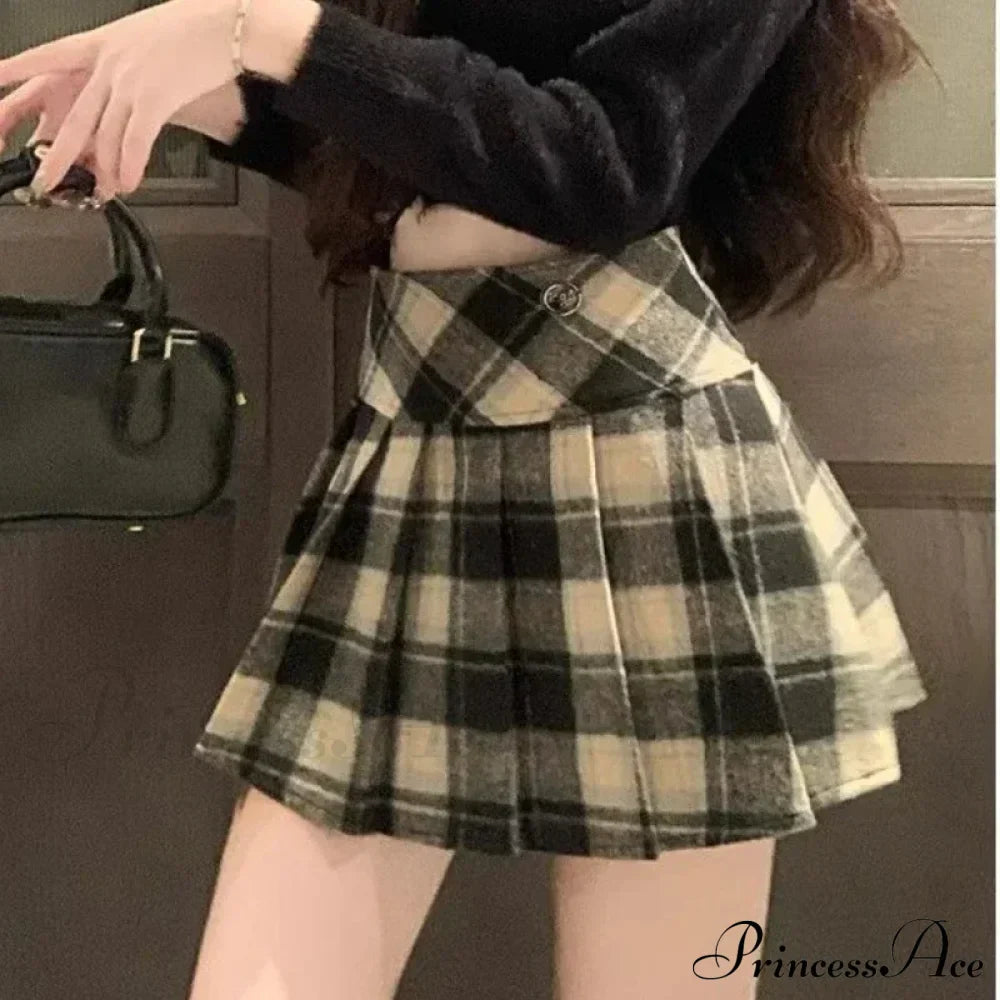 Plaid Wool Pleated Mini Skirt image 2