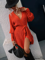 Winter Wrap Dress Women Long Sleeve Office Cardigan Tunic Solid Color image 8
