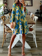 with Arm Long Gown Leaves Full-Length Tiered Print image 8