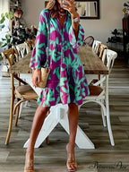 with Arm Long Gown Leaves Full-Length Tiered Print image 5