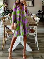 with Arm Long Gown Leaves Full-Length Tiered Print image 2