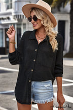 with Blouse Waffle-Knit Dropped Neck Collared Shoulder image 6