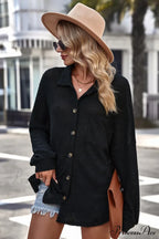 with Blouse Waffle-Knit Dropped Neck Collared Shoulder image 7