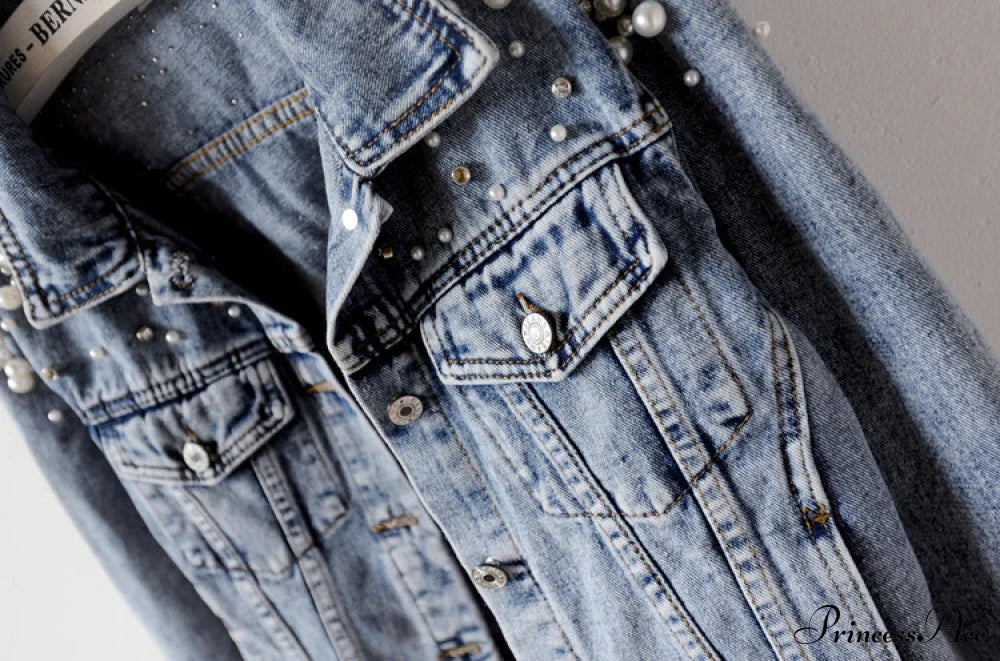 with Detailing New Autumn Women's Jacket Pearl - Denim Collection image 9