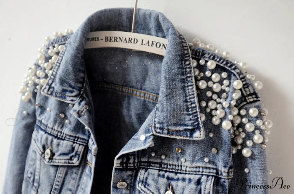 with Detailing New Autumn Women's Jacket Pearl - Denim Collection image 7