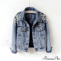 with Detailing New Autumn Women's Jacket Pearl - Denim Collection image 4
