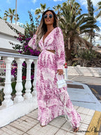 with Long Gown Bachelorette Design V-Neck Flowered Full-Length Sleeves image 5