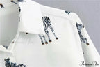with Satin Blouse Design Arm - Long Women's Zebra Top image 25