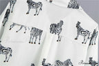 with Satin Blouse Design Arm - Long Women's Zebra Top image 26