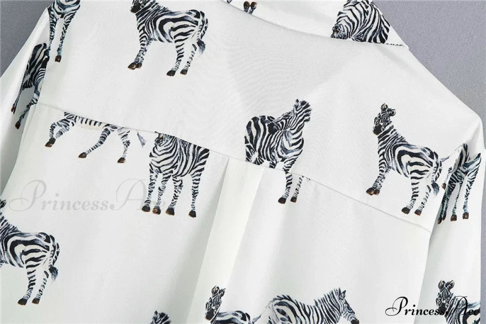 with Satin Blouse Design Arm - Long Women's Zebra Top image 26